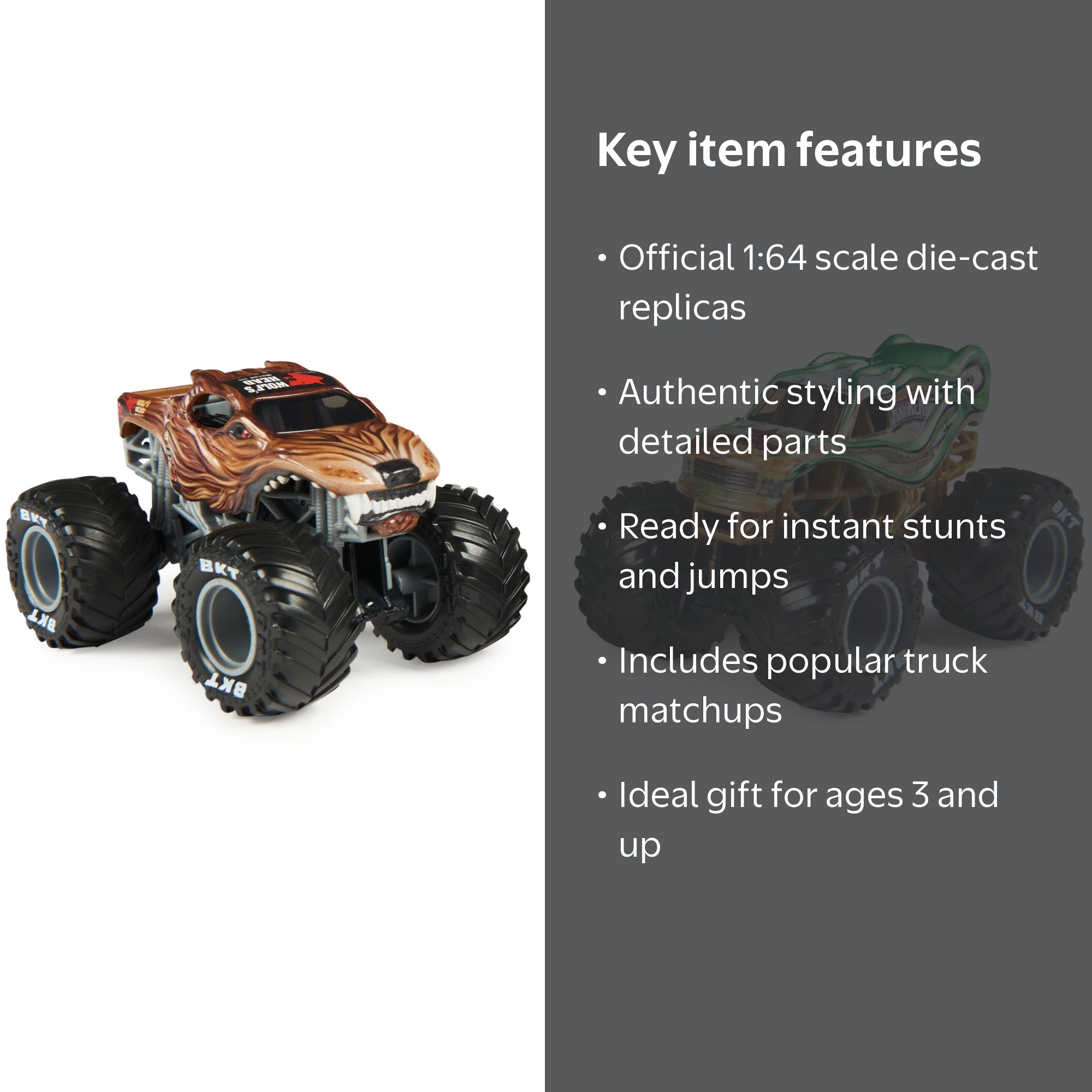 Monster Jam 1:64 Scale Die-Cast Trucks 2-Pack Kraken vs. Wolf's