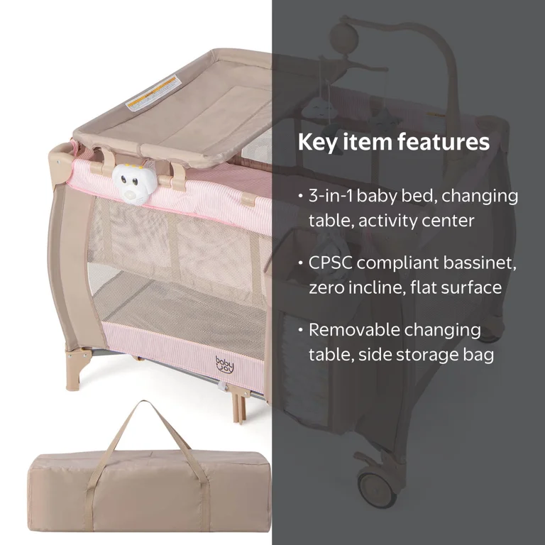 Costway 3-in-1 Portable Baby Playard with Toys & Music Box for
