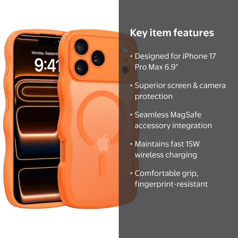 YINLAI iPhone 17 Pro Max Case Compatible with Mag-safe,Wavy Frame