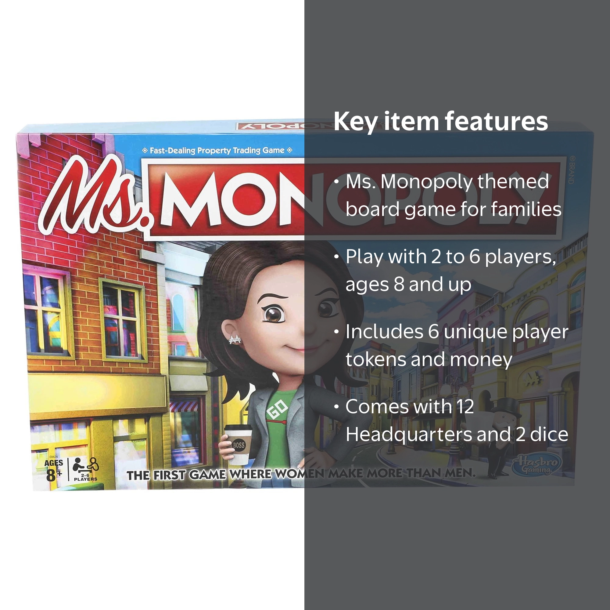 Ms. Monopoly Board Game for Families and Kids Ages 8 and Up