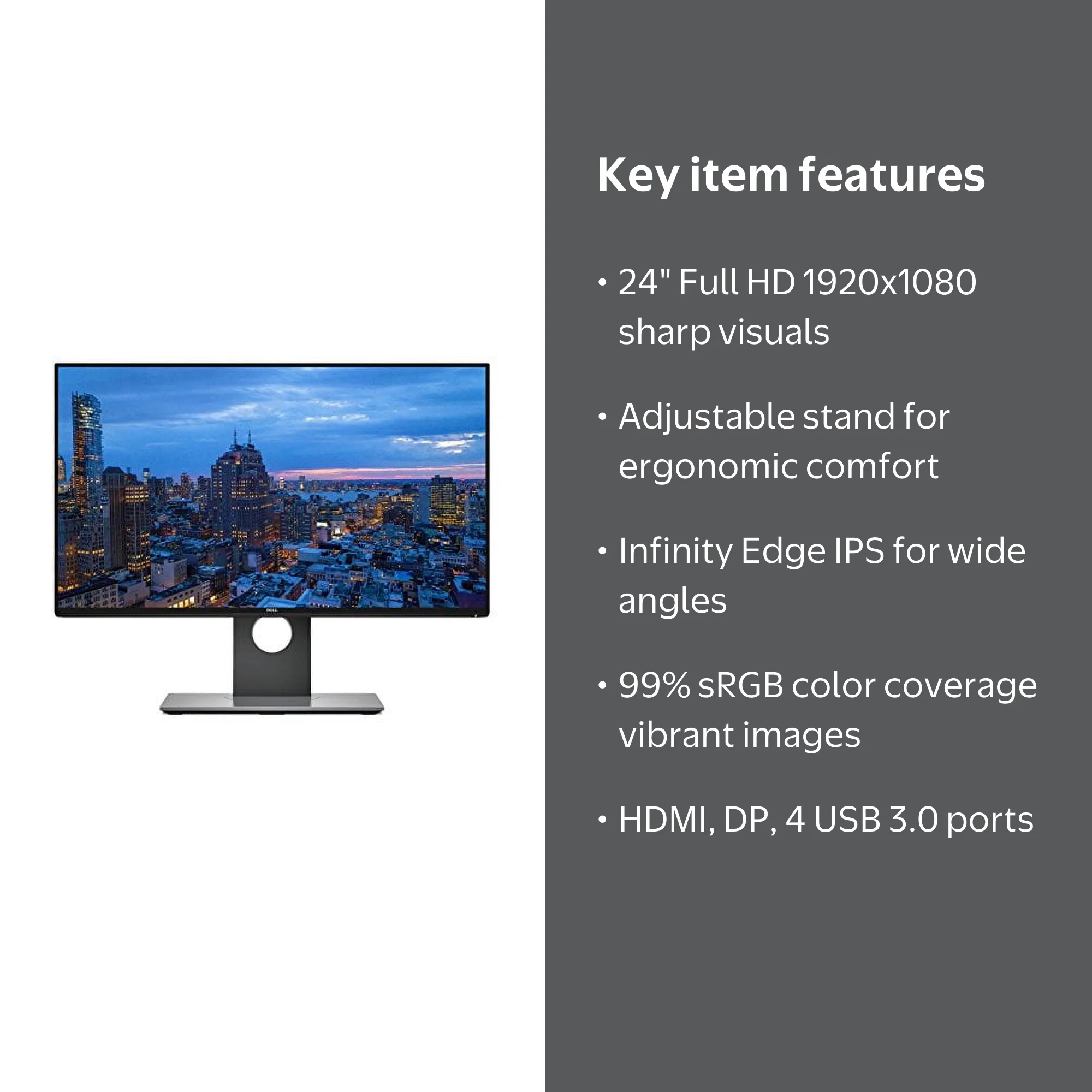 Dell Ultrasharp 24 inch Infinity Edge Monitor - U2417H, Full HD