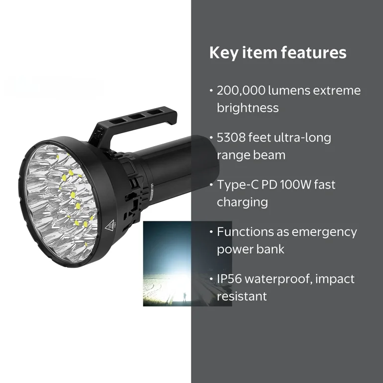 IMALENT MS32 Tactical Flashlight 200,000 Lumens Type-C