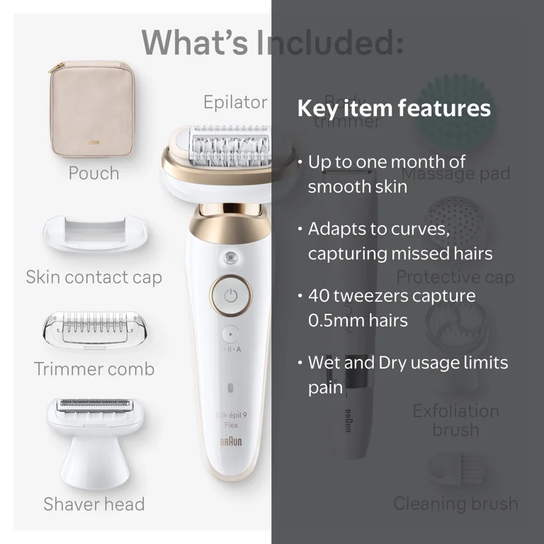 Braun Silk-epil 9 Flex SkinSpa Epilator, 360 Flex and Pivoting