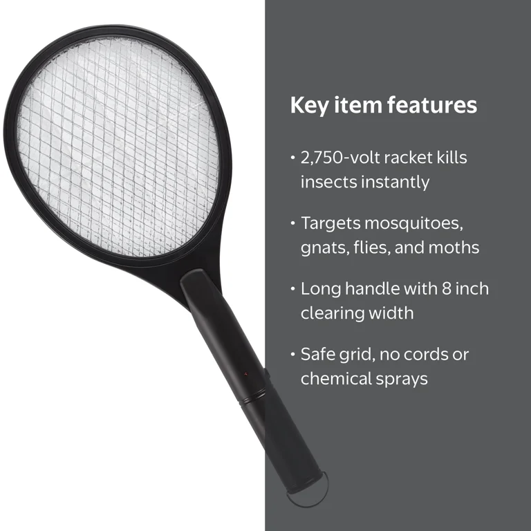 Eliminator Portable Handheld Insect Killer Racket, Black, Requires