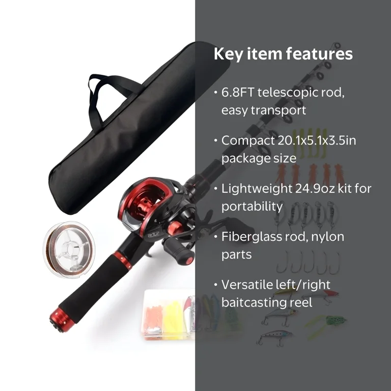 baitcaster telescopic combo Fishing Rod and Reel Combo, 6.9ft Spincast Rod with Left Handed Baitcasting Reel Combos, Sea Saltwater Freshwater Ice Bass Fishing Tackle Set Fishing Rods Kit : Sports & Outdoors grip handle design with graphite reel seat and comfortable EVA grips ProFISHiency Tiny but Mighty Baitcast