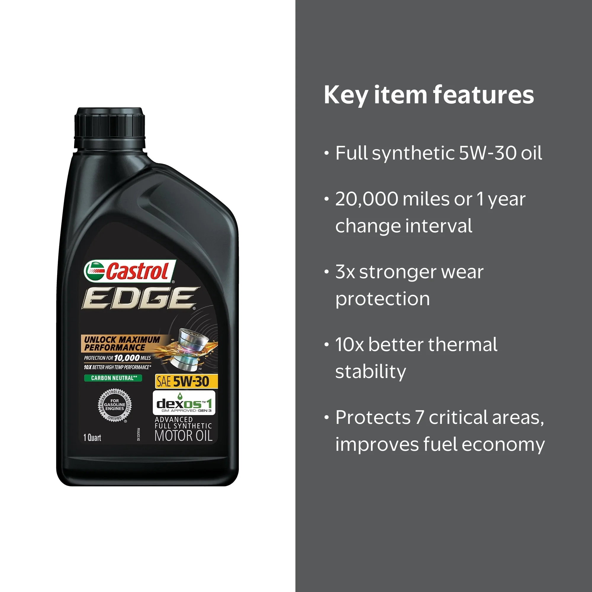 Castrol EDGE 5W-30 Advanced Full Synthetic Motor Oil, 1 Quart