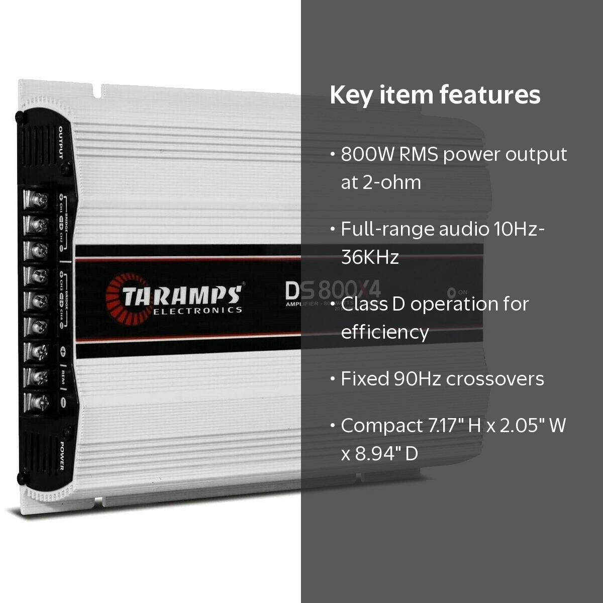 Taramps DS 800x4 Amplifier 2-ohm 800W RMS 4 Channels, Full-Range