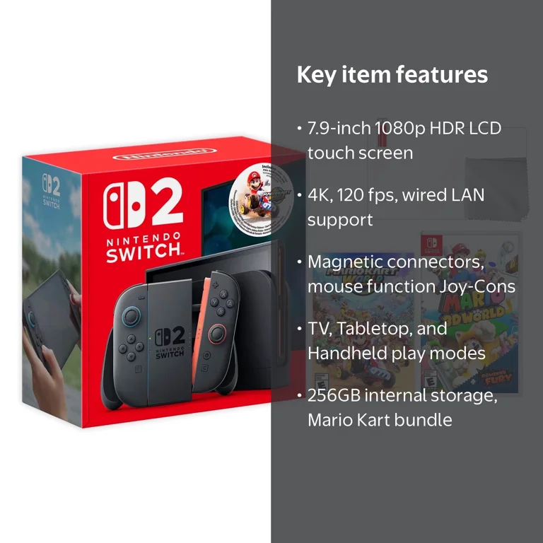 Nintendo Switch 2 Mario Kart World Bundle 256GB 7.9-Inch 1080P