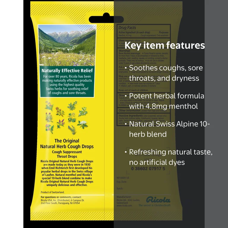 Ricola Original Herb Soothing Cough Drops for Sore Throat and