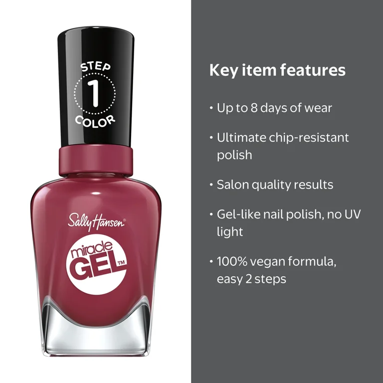 Sally Hansen Miracle Gel Nail Color Polish Beet Pray Love 0.5 fl