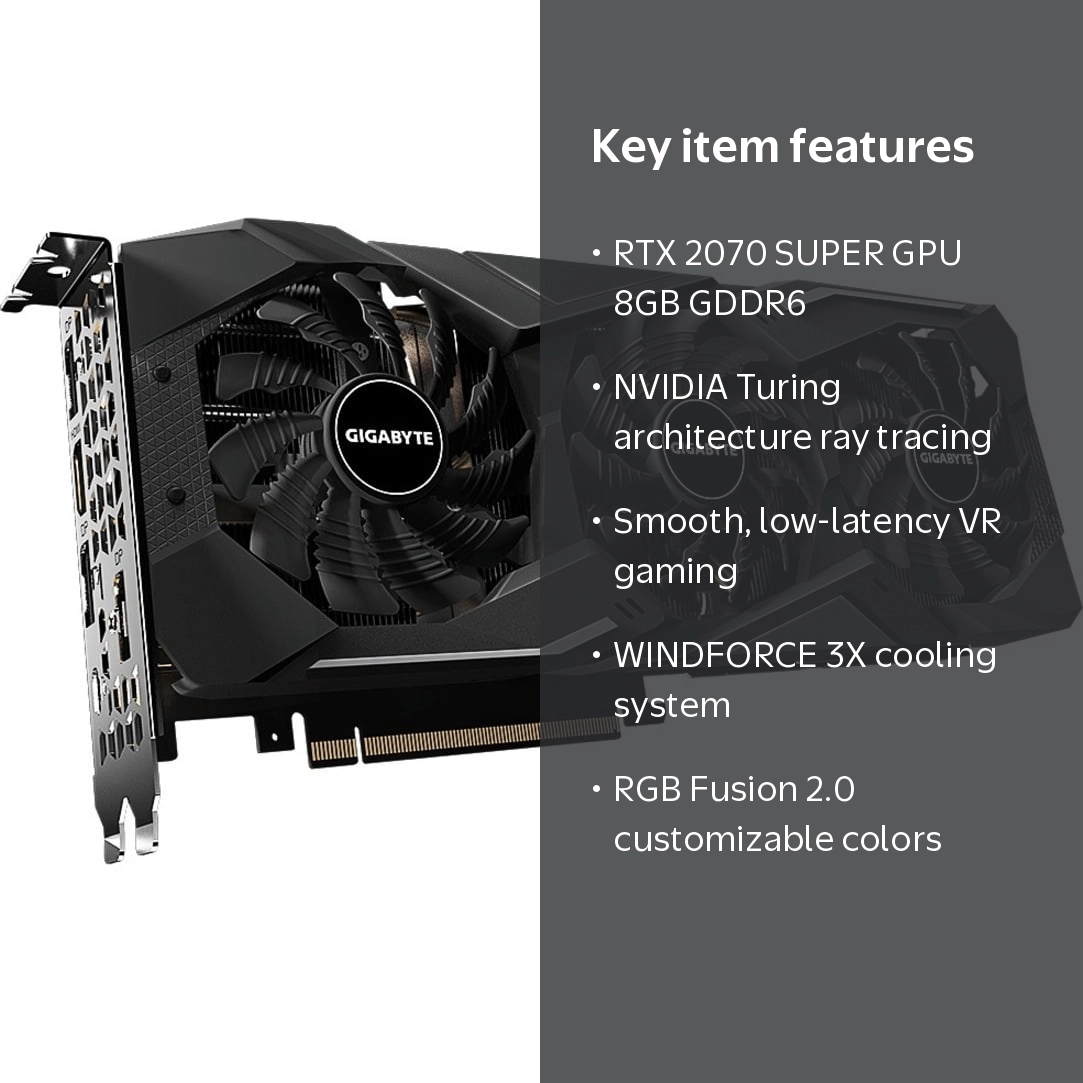 Gigabyte NVIDIA GeForce RTX 2070 SUPER Graphic Card, 8 GB GDDR6