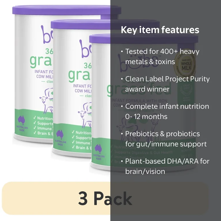 3 pack) Bubs 365 Day Grass Fed Cow-Milk Based Infant Formula