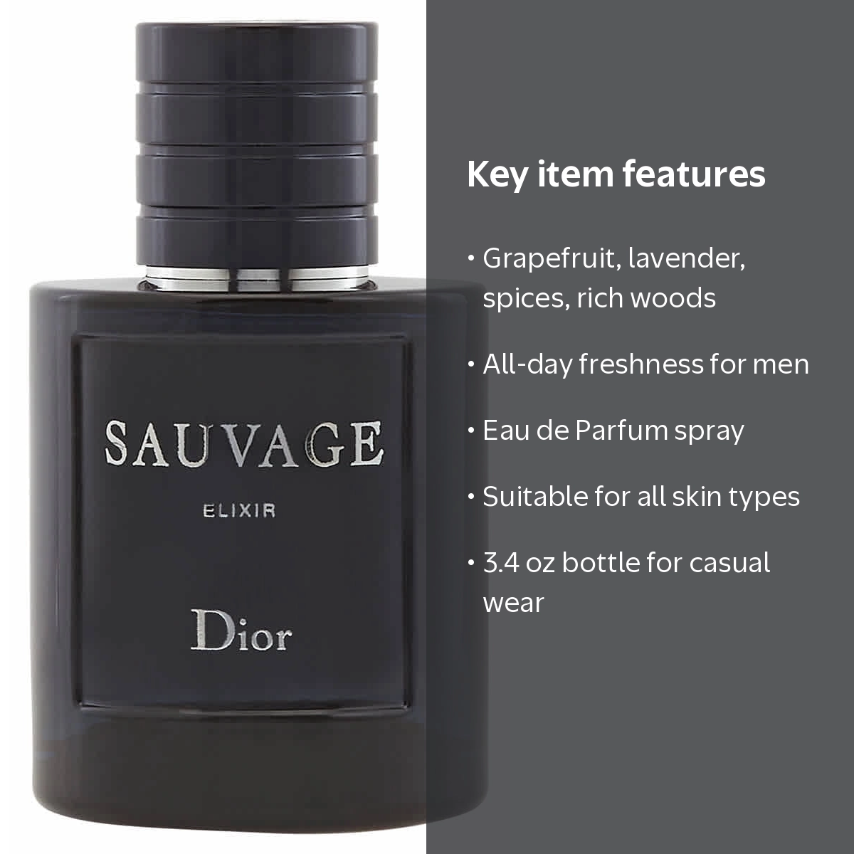 Christian Dior Sauvage Elixir Spray for Men, 3.4 oz with Cinnamon