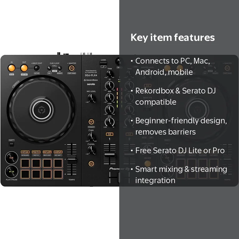 Pioneer, DJ Controller, Gray, 2-Deck, Streaming Integration