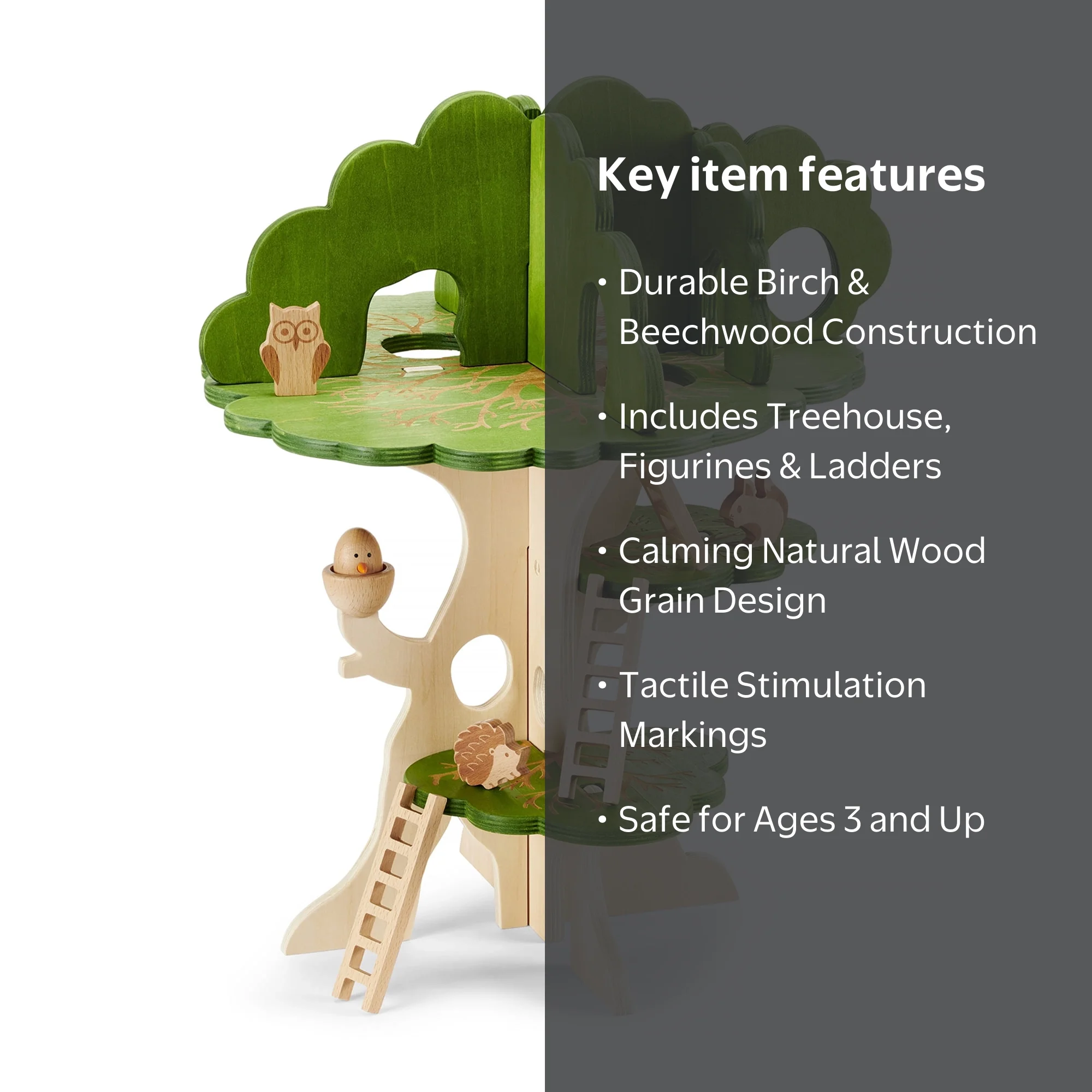 TickiT Woodland Trail Treehouse, Off-White, 3 Levels Wooden Play