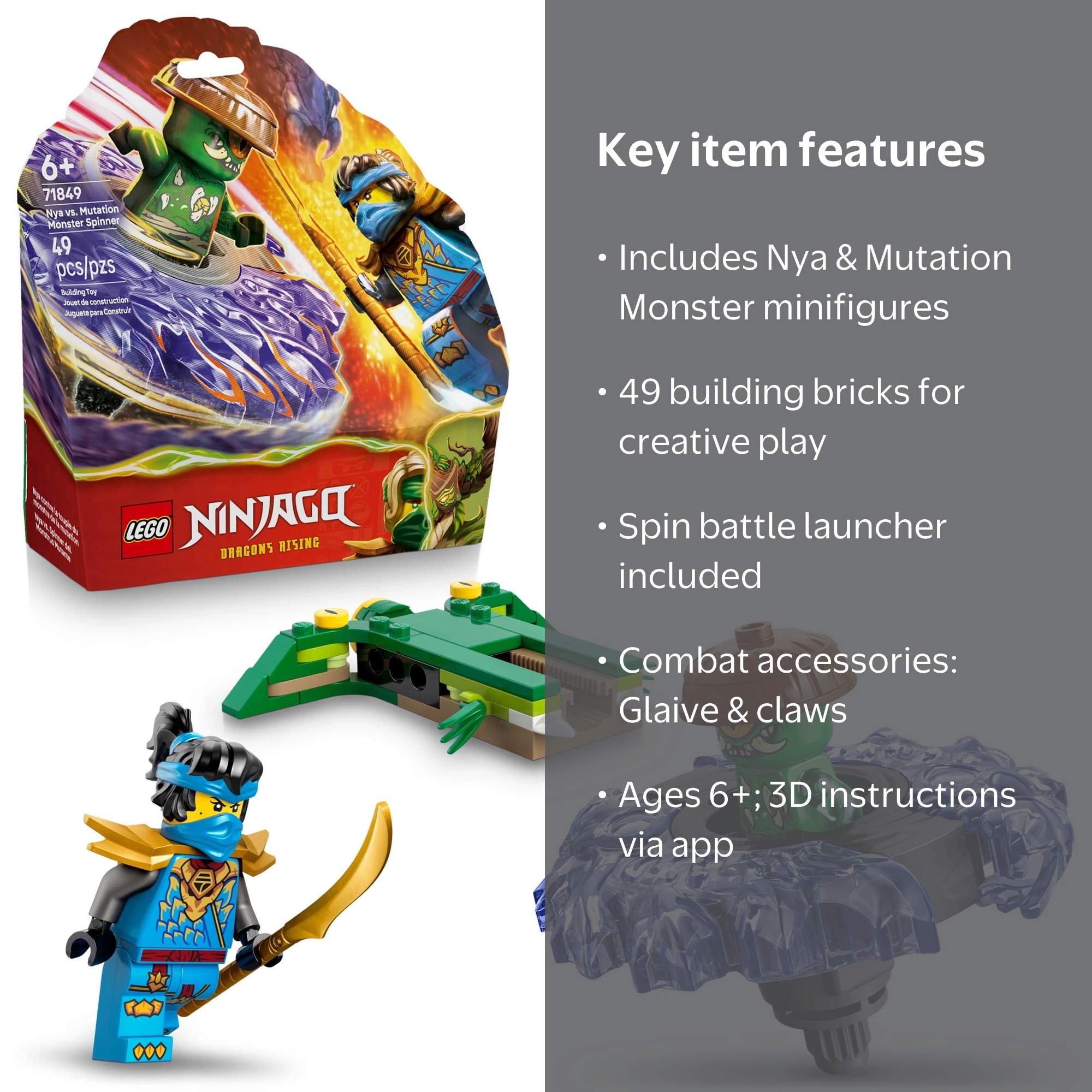 LEGO NINJAGO Nya vs. Mutation Monster Spinner Building Toy for