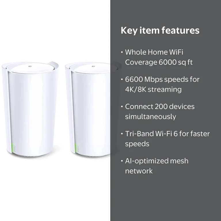 【TP-Link】Deco X90 AX6600 × 2台 TP-Link, Deco X90 Whole Home Mesh Wi-Fi 6 System, 2-pack, AX6600