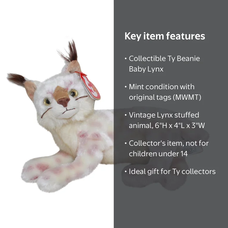 Ty Beanie Baby: Tracks the Lynx | Stuffed Animal | MWMT - Walmart.com