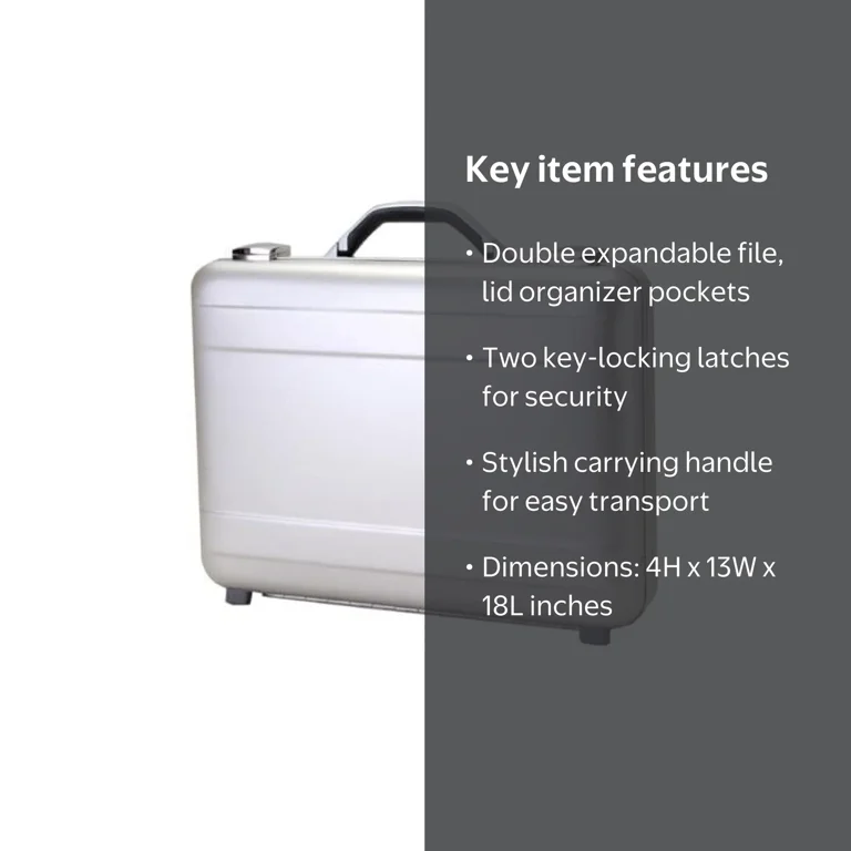 TZ Case AC-44 S Molded Aluminum Attache Case, Silver - 4 x 13 x 18