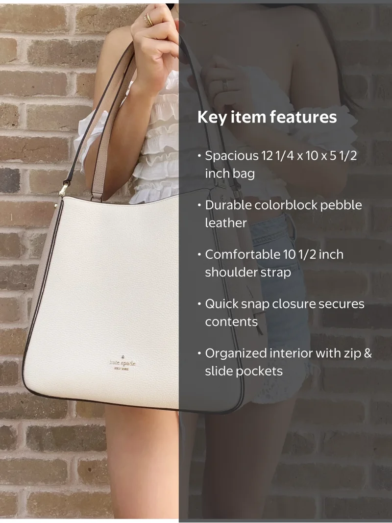 Kate Spade Warm Beige Leather Handbag with Medium Triple