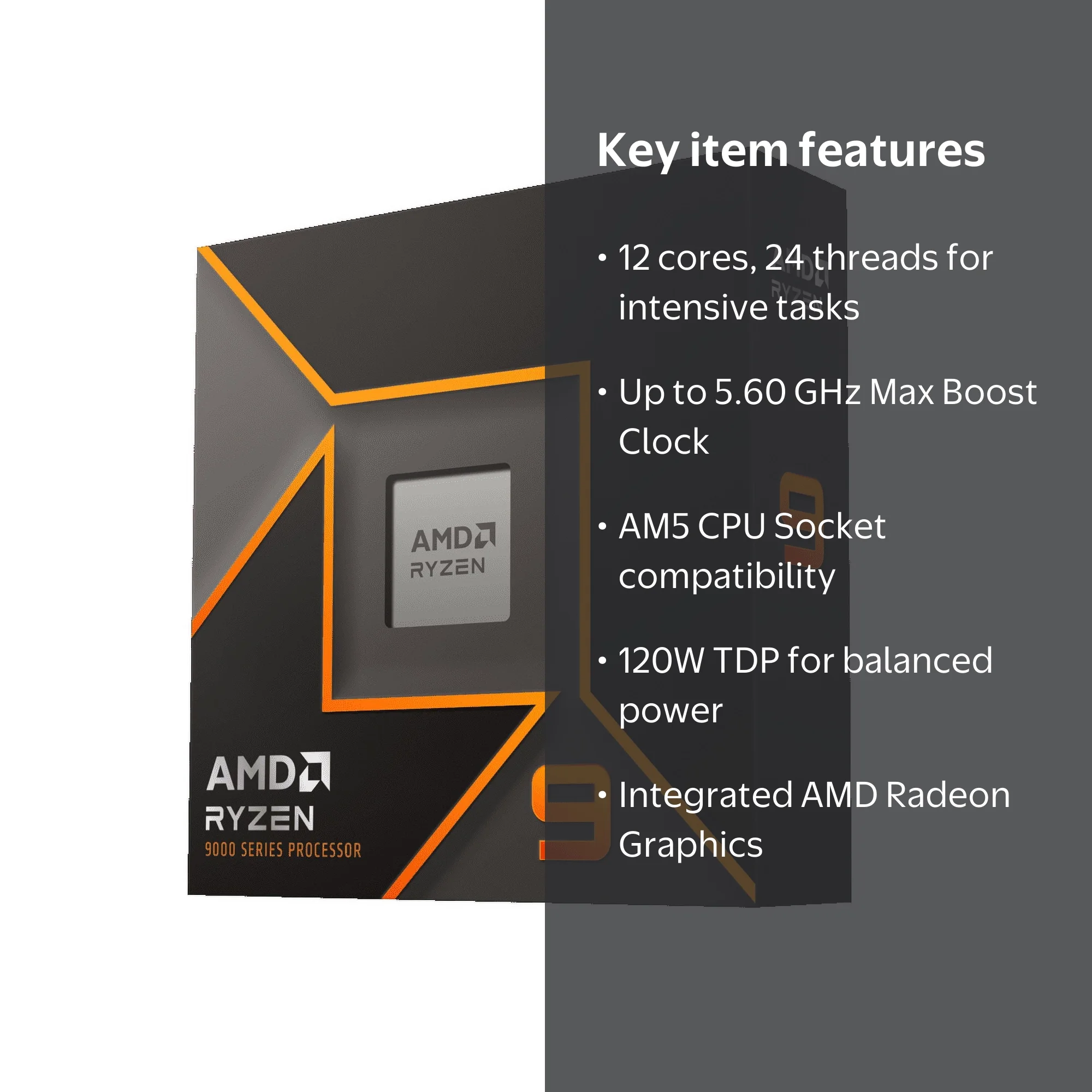 AMD Ryzen 9 9900X, Zen 5 Granite Ridge, 12-Core 4.4 GHz, Radeon