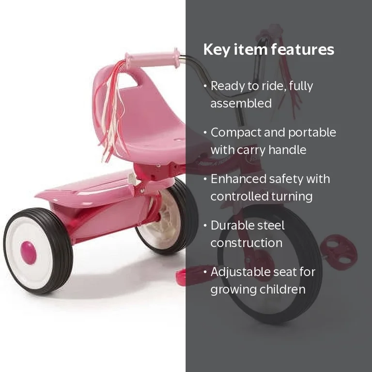 Radio Flyer Classic Foldable Tricycle with Handle for Toddlers