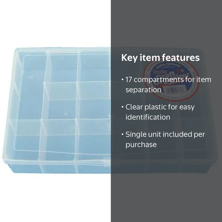 Darice Craft Organizers Clear Plastic 17 Compartment Organizer Box