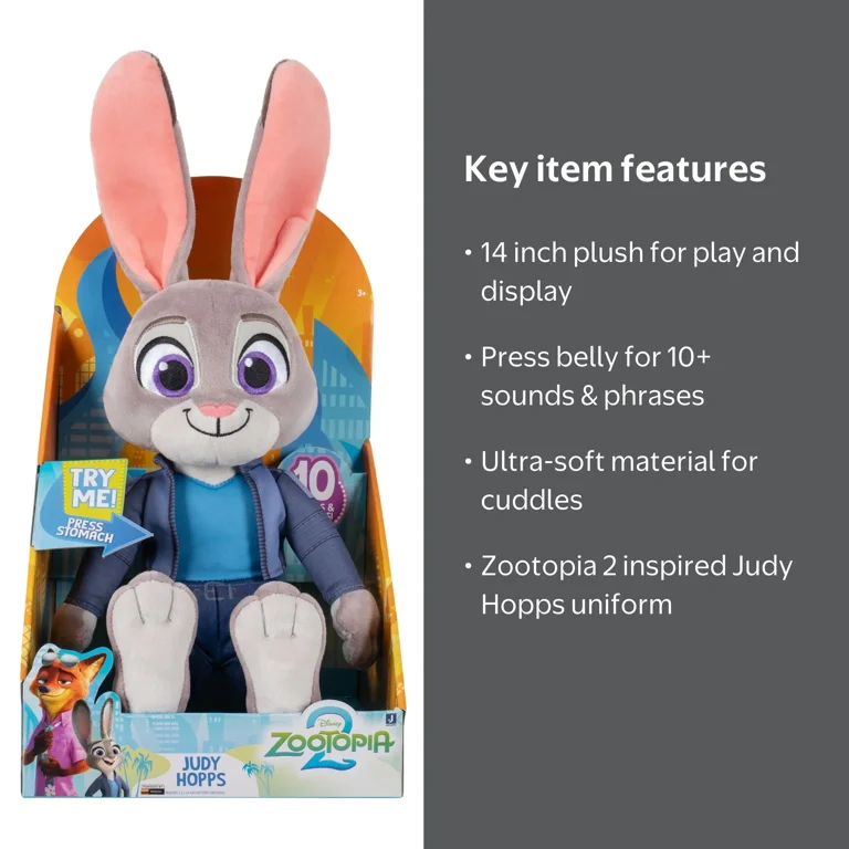 Disney's Zootopia 2 14 inch Feature Plush Judy Hopps - 10+ Sounds