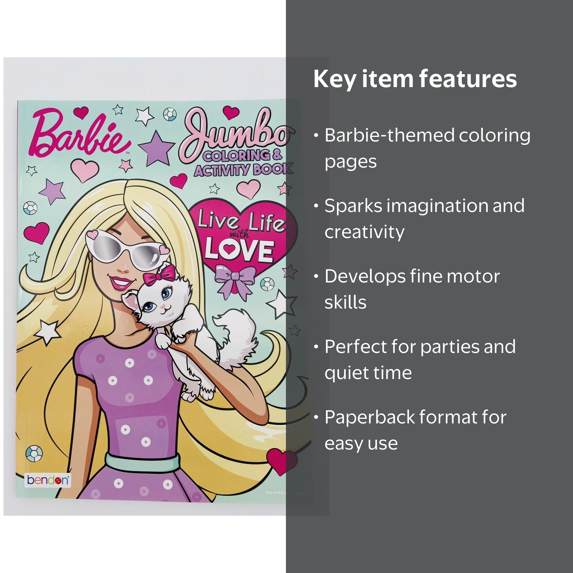 Barbie, Jumbo Coloring & Activity Book, Live Life with Love