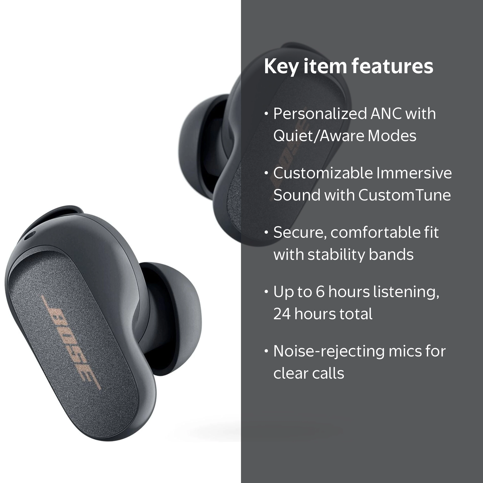 Bose QuietComfort Earbuds II, Noise Cancelling True Wireless