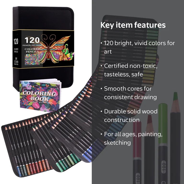 Gunsamg 120-Count Colored Pencils Set with Bag, Ideal for Kids