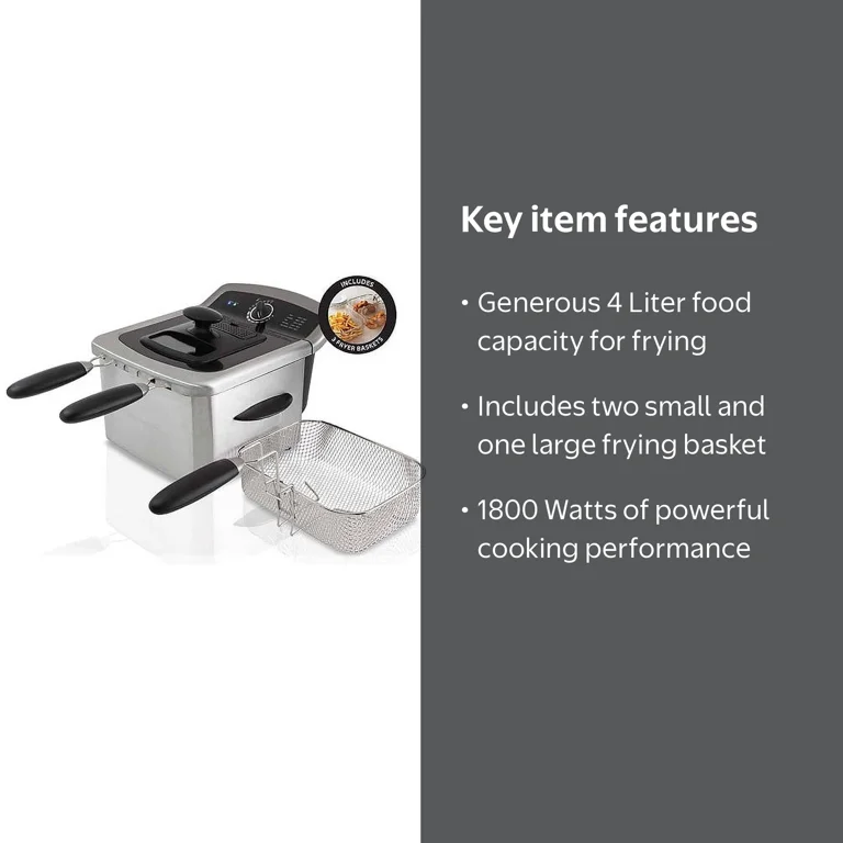 Farberware Kitchen Machine, 4L Dual Deep Fryer with Basket