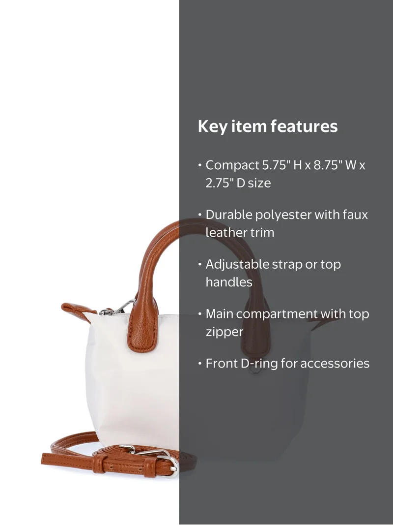No Boundaries Women's Mini Tote Crossbody Bag, Cream - Walmart.com