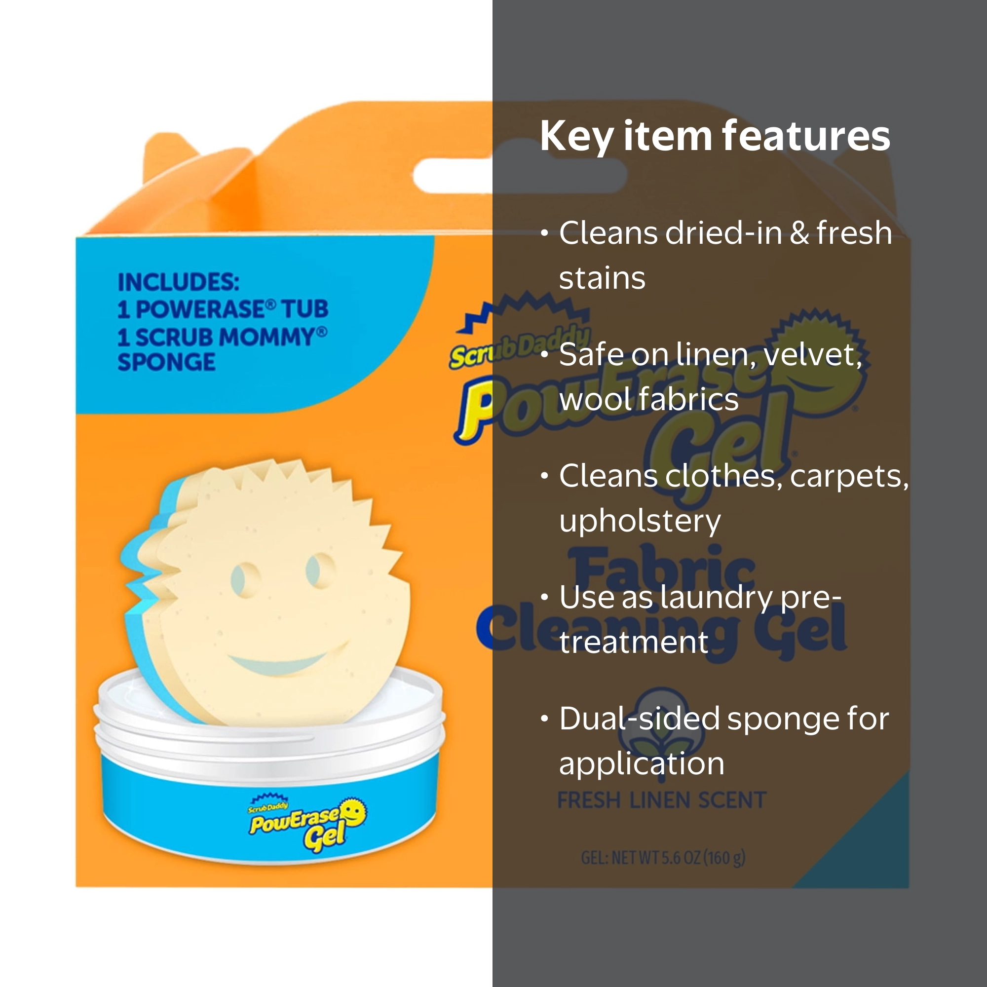 Scrub Daddy, Fabric Cleaning Gel, PowErase, Dual-Sided Scrub Mommy