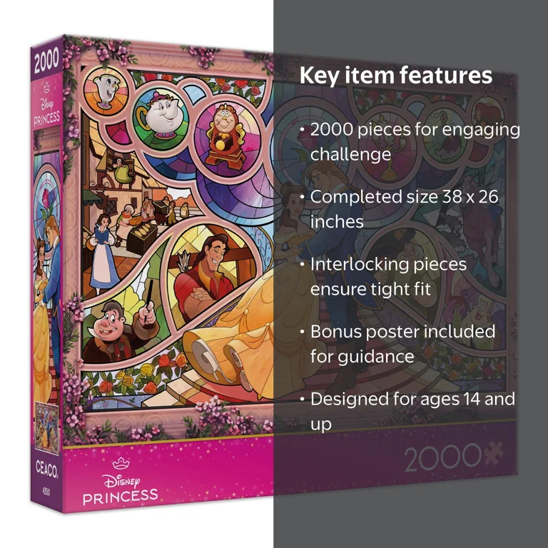 Ceaco Disney Stained Glass Beauty and the Beast 2000-Piece