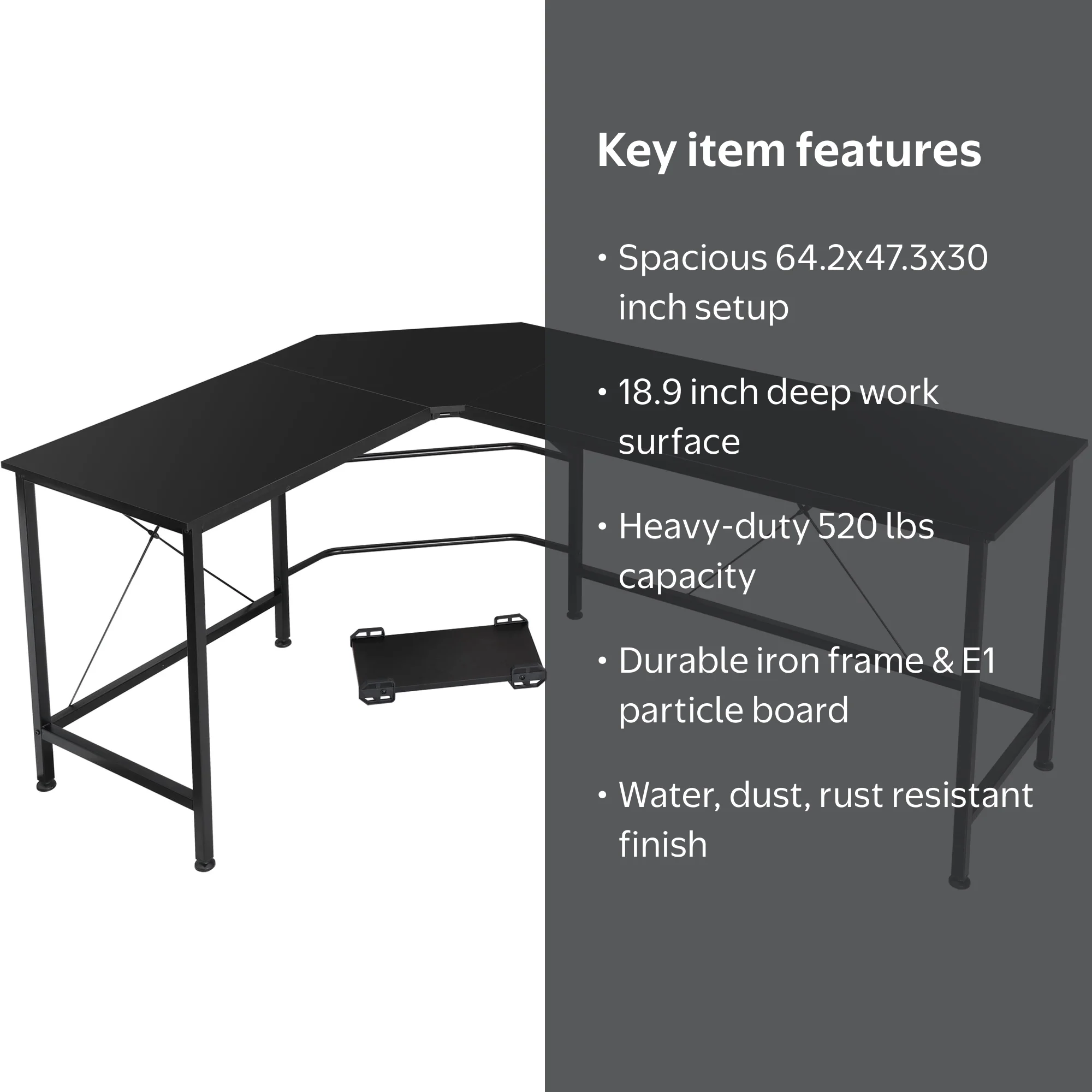Forlorn ブラックメタル blackl ZENSTYLE L-Shaped Desk, Corner Computer Gaming Table, Home Office