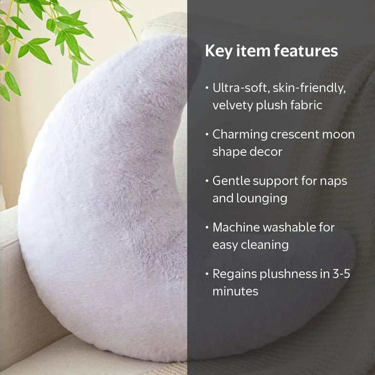 SUSIELADY Plush Moon Pillow, Soft and Cozy Crescent Moon Shaped