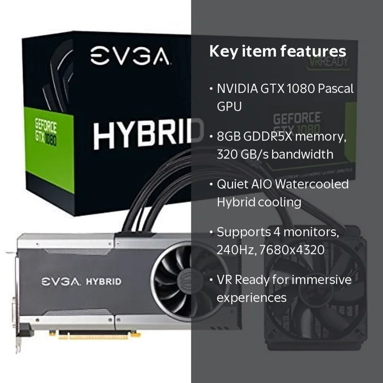 EVGA GeForce GTX 1080 FTW Hybrid Gaming 8GB AIO Watercooled