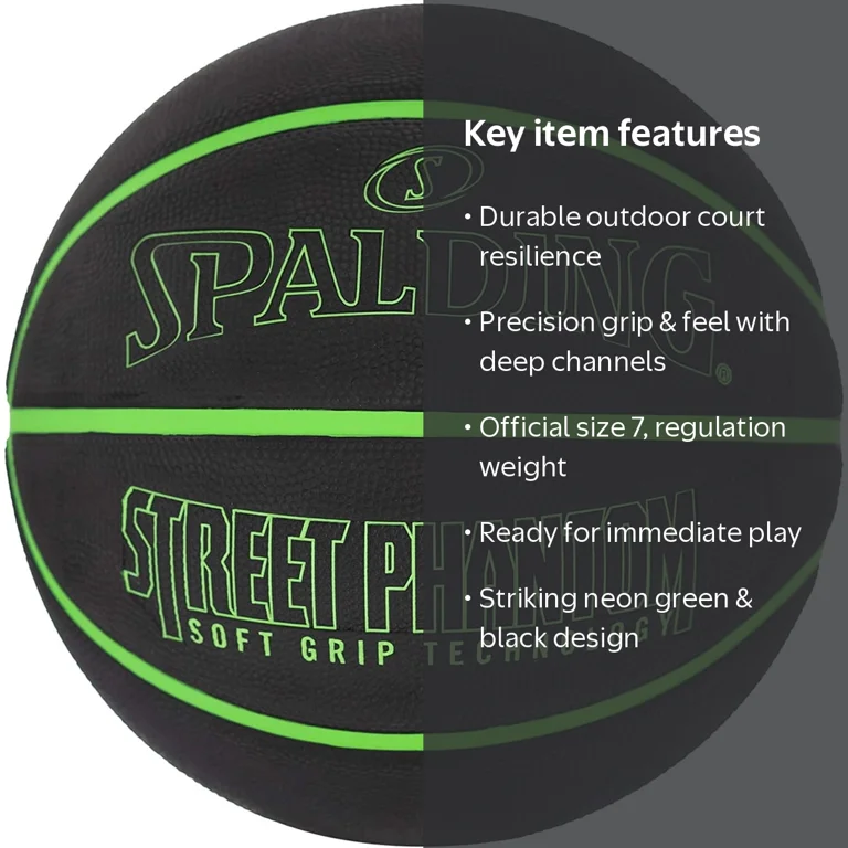 Spalding Official Size Street Phantom Outdoor Basketball - Neon