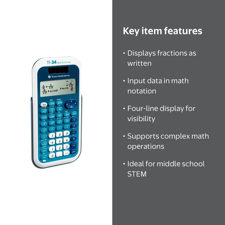 Texas Instruments TI-34 MultiView Scientific Calculator, 16-Digit