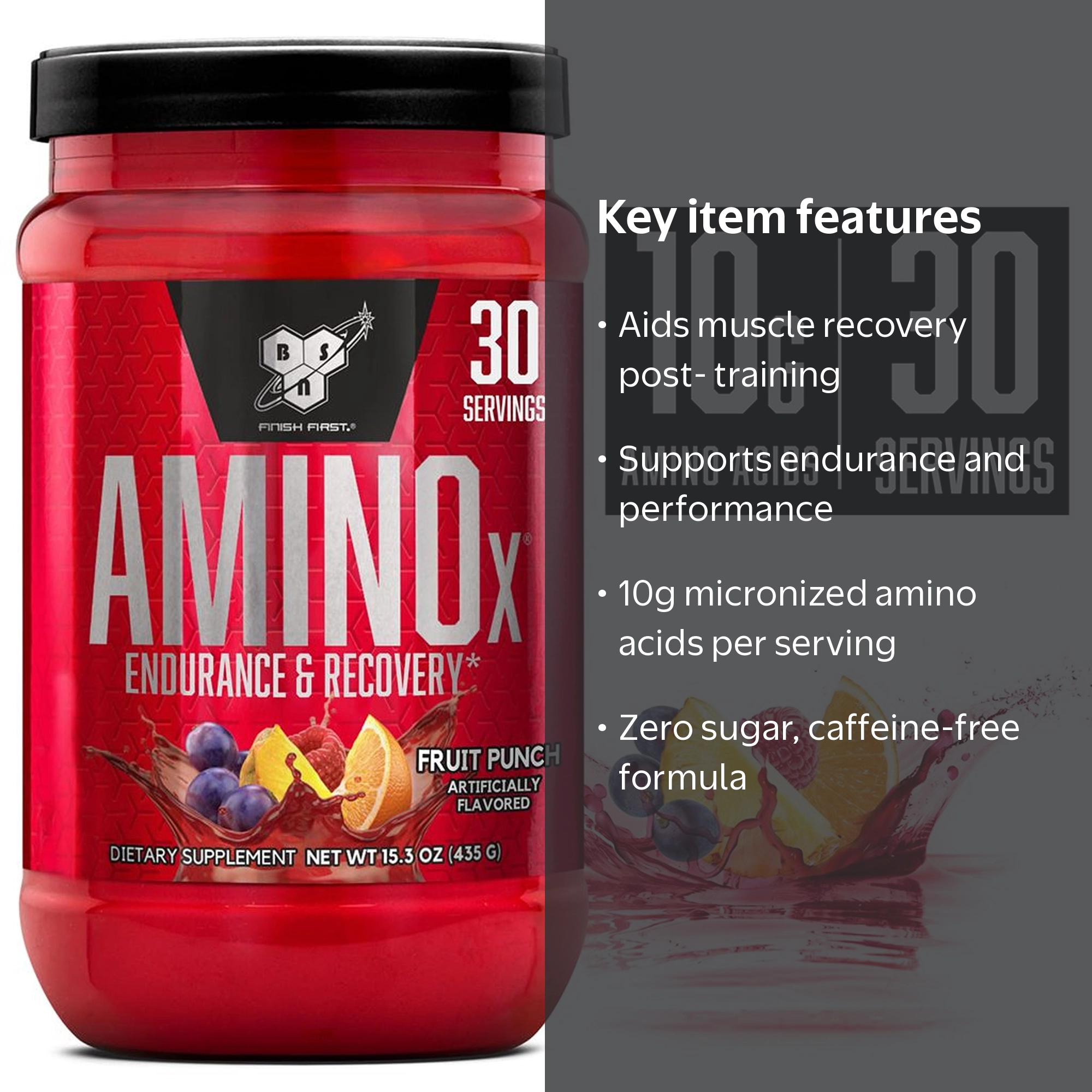 BSN Amino X Workout Amino Acids + BCAA Powder, Flavored Fruit