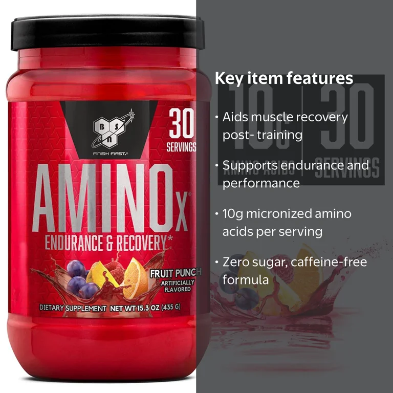 BSN Amino X Workout Amino Acids + BCAA Powder, Flavored Fruit