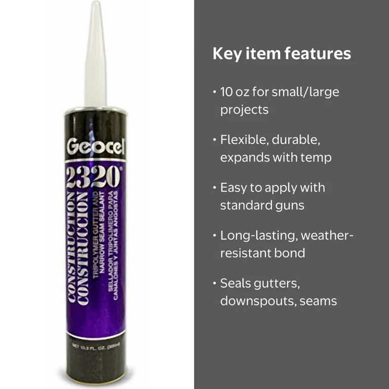 Geocel, Gutter and Narrow Seam Sealant 2320, 10 oz, Multicolor