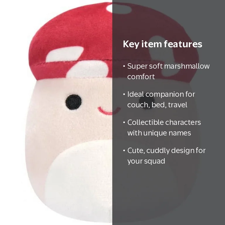 Squishmallows Malcolm the Mushroom Plush, Cute Cuddly Pillow