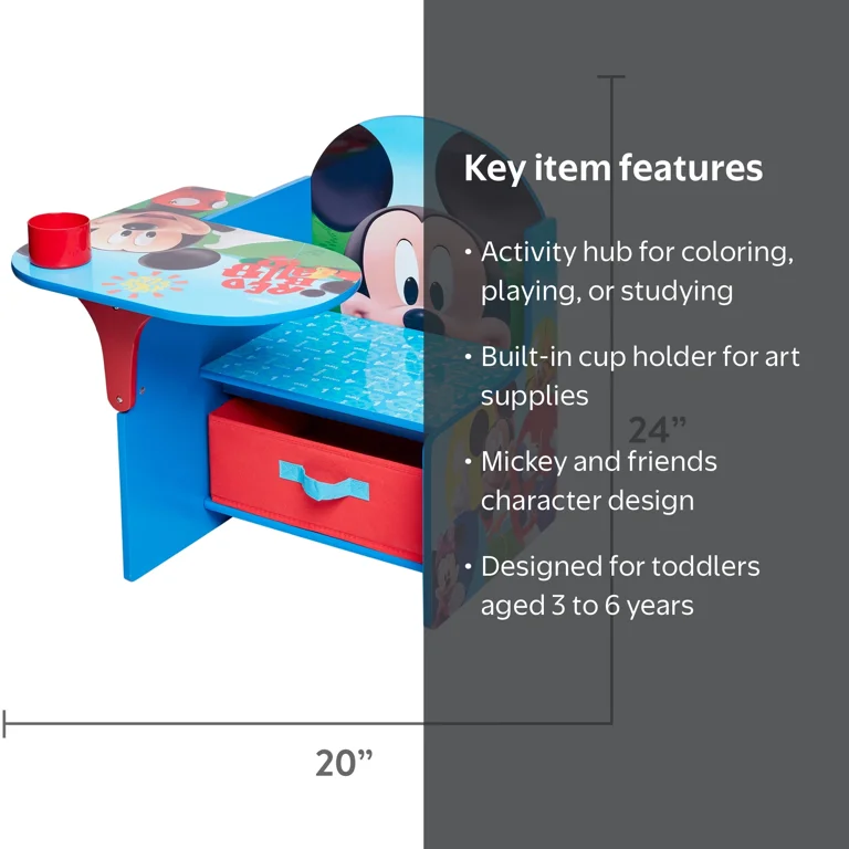 Disney, Mickey Mouse Chair Desk with Storage Bin, Blue - Walmart.com
