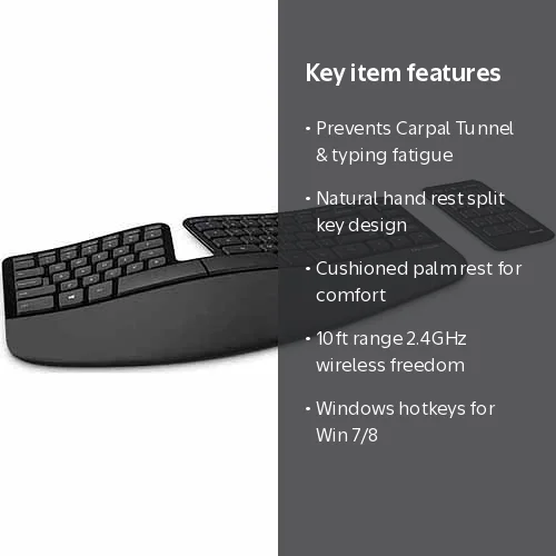 Microsoft Sculpt Ergonomic Wireless Desktop Keyboard and Keypad