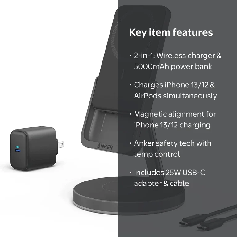 Anker Power Pad Slim Base 633 Magnetic Wireless Charger, 2-in-1