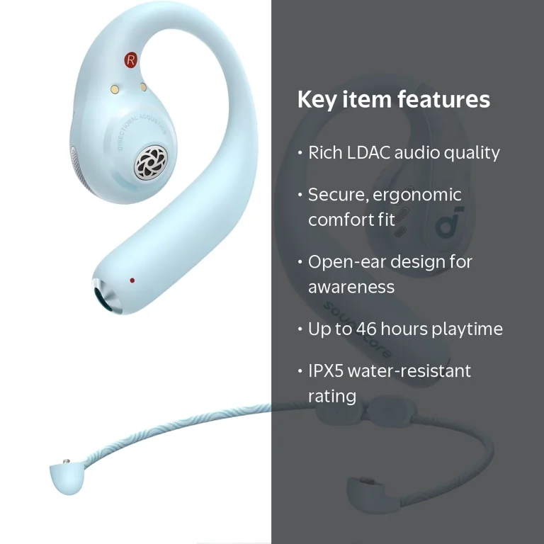 Soundcore, Open-Ear Bluetooth Headphones, Ultra Comfort, 46H