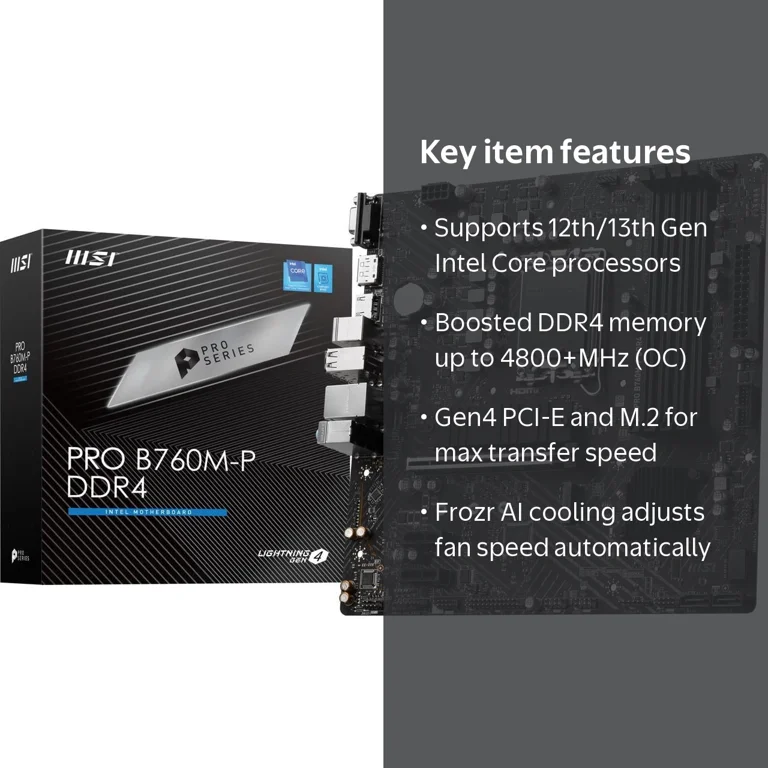 MSI PRO B760M-P DDR4 LGA 1700 Intel B760 SATA 6Gb s Micro ATX