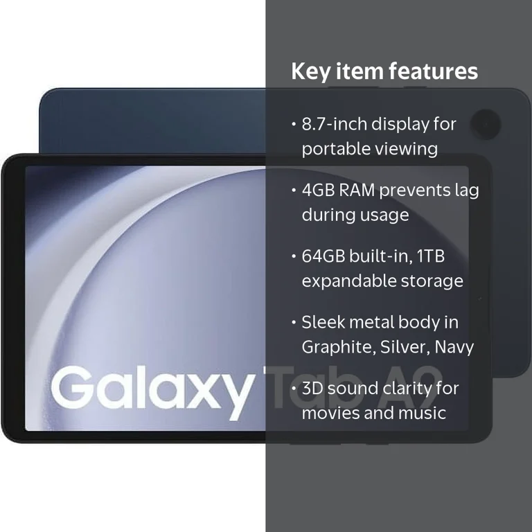 Samsung Galaxy Tab A9 8.7” WiFi Tablet | 64GB, 4GB RAM, Navy Color